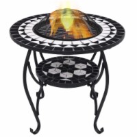 vidaXL Mosaic Fire Pit Table Black and White 26.8 Ceramic