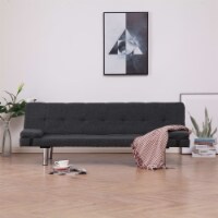 vidaXL Sofa Bed with Two Pillows Dark Gray Fabric