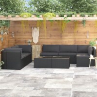 vidaXL 9 Piece Patio Lounge Set with Cushions Poly Rattan Black