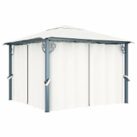 vidaXL Gazebo with Curtain 118.1 x118.1 Cream Aluminum