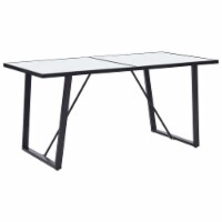 vidaXL Dining Table White 63 x31.5 x29.5 Tempered Glass