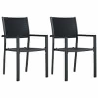 vidaXL Patio Chairs 2 pcs Black Plastic Rattan Look