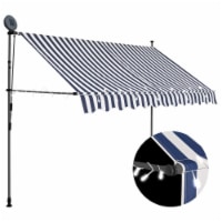 vidaXL Manual Retractable Awning with LED 98.4 Blue and White