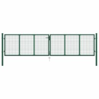 vidaXL Mesh Garden Gate Steel 157.5 x39.4 Green