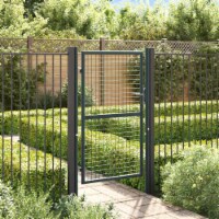 vidaXL Mesh Garden Gate Galvanized Steel 39.4 x78.7 Gray
