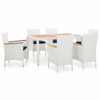 vidaXL 7 Piece Patio Dining Set Poly Rattan White