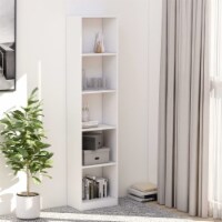 vidaXL 5-Tier Book Cabinet White 15.7 x9.4 x68.9 Engineered Wood
