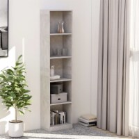 vidaXL 5-Tier Book Cabinet Concrete Gray 15.7 x9.4 x68.9  Engineered Wood