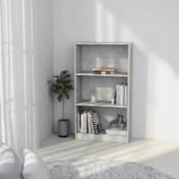 vidaXL 3-Tier Book Cabinet Concrete Gray 23.6 x9.4 x42.9 Engineered Wood