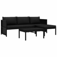 vidaXL 3 Piece Patio Lounge Set with Cushions Poly Rattan Black