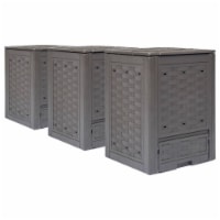 vidaXL Garden Composters 3 pcs Brown 23.6 x23.6 x32.7 237.8 gal Plastic Rattan