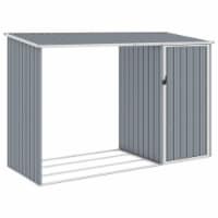 Vidaxl Garden Firewood Shed Gray 96.5 X38.6 X62.6  Galvanized Steel