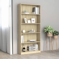 vidaXL 5-Tier Book Cabinet Sonoma Oak 31.5 x9.4 x68.9  Engineered Wood