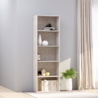 vidaXL 5-Tier Book Cabinet Concrete Gray 23.6 x11.8 x74.4 Engineered Wood