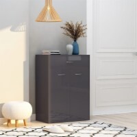 vidaXL Shoe Cabinet High Gloss Gray 23.6 x13.8 x33.1 Engineered Wood