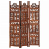 vidaXL Hand carved 3-Panel Room Divider Brown 47.2 x65  Solid Mango Wood