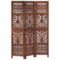 vidaXL Hand Carved 3-Panel Room Divider Brown 47.2 x65 Solid Mango Wood