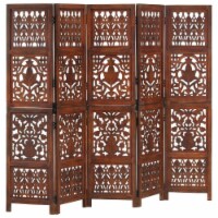 vidaXL Hand Carved 5-Panel Room Divider Brown 78.7 x65  Solid Mango Wood