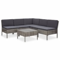 vidaXL 6 Piece Patio Lounge Set with Cushions Poly Rattan Gray