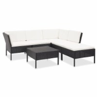 vidaXL 6 Piece Patio Lounge Set with Cushions Poly Rattan Black