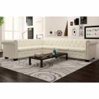 vidaXL Chesterfield Corner Sofa 6-Seater White Faux Leather