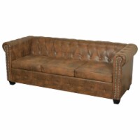 vidaXL Chesterfield Sofa 3-Seater Brown Faux Leather