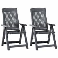 vidaXL Patio Reclining Chairs 2 pcs Plastic Anthracite
