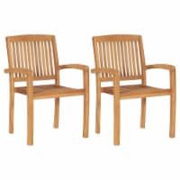 vidaXL Stacking Patio Dining Chairs 2 pcs Solid Teak Wood