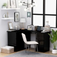 vidaXL Corner Desk High Gloss Black 57.1 x39.4 x29.9 Engineered Wood