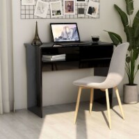 vidaXL Desk High Gloss Black 35.4 x 19.7 x 29.1 Engineered Wood