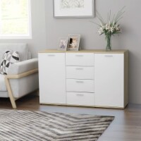 vidaXL Sideboard White and Sonoma Oak 47.2 x14 x29.5 Engineered Wood