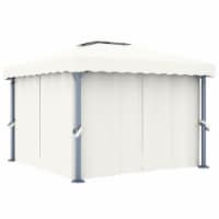 vidaXL Gazebo with Curtain 9.8'x9.8' Cream White Aluminum