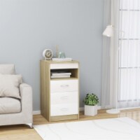 vidaXL Drawer Cabinet White and Sonoma Oak 15.7 x19.7 x29.9 Engineered Wood