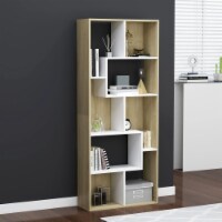 vidaXL Book Cabinet White and Sonoma Oak 26.4 x9.4 x63.4 Engineered Wood
