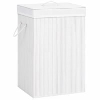 vidaXL Bamboo Laundry Basket with 2 Sections White 19 gal