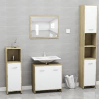vidaXL Bathroom Furniture Set White and Sonoma Oak Engineered Wood