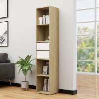 vidaXL Book Cabinet White and Sonoma Oak 14.2 x11.8 x67.3  Engineered Wood
