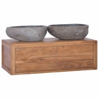 Wall-mounted Bathroom Cabinet 35.4 x17.7 x11.8  Solid Teak Wood