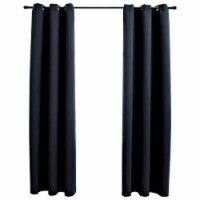 vidaXL Blackout Curtains with Rings 2 pcs Black 37 x95 Fabric