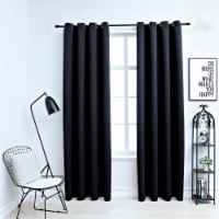 vidaXL Blackout Curtains with Rings 2 pcs Black 54 x95 Fabric