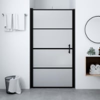 vidaXL Shower Door Frost Tempered Glass 35.8 x76.8 Black