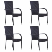 vidaXL Stackable Patio Chairs 4 pcs Poly Rattan Black