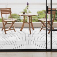 vidaXL Decking Tiles 10 pcs White 11.8 x11.8 Solid Acacia Wood
