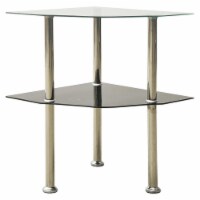 vidaXL 2-Tier Side Table Transparent & Black 15 x15 x19.7 Tempered Glass