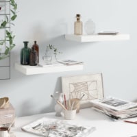 vidaXL Floating Wall Shelves 2 pcs High Gloss White 15.7 x9.1 x1.5 MDF