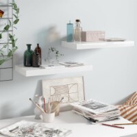 vidaXL Floating Wall Shelves 2 pcs High Gloss White 19.7 x9.1 x1.5 MDF