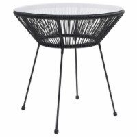 vidaXL Patio Dining Table Black Ø27.6 x29.1 Rattan and Glass