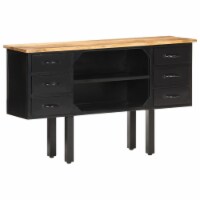 vidaXL Sideboard 43.3 x11.8 x25.6 Solid Rough Mango Wood and Steel