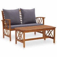 vidaXL 2 Piece Patio Lounge Set with Cushions Solid Acacia Wood