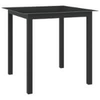 vidaXL Patio Table Black 31.5 x31.5 x29.1 Aluminum and Glass